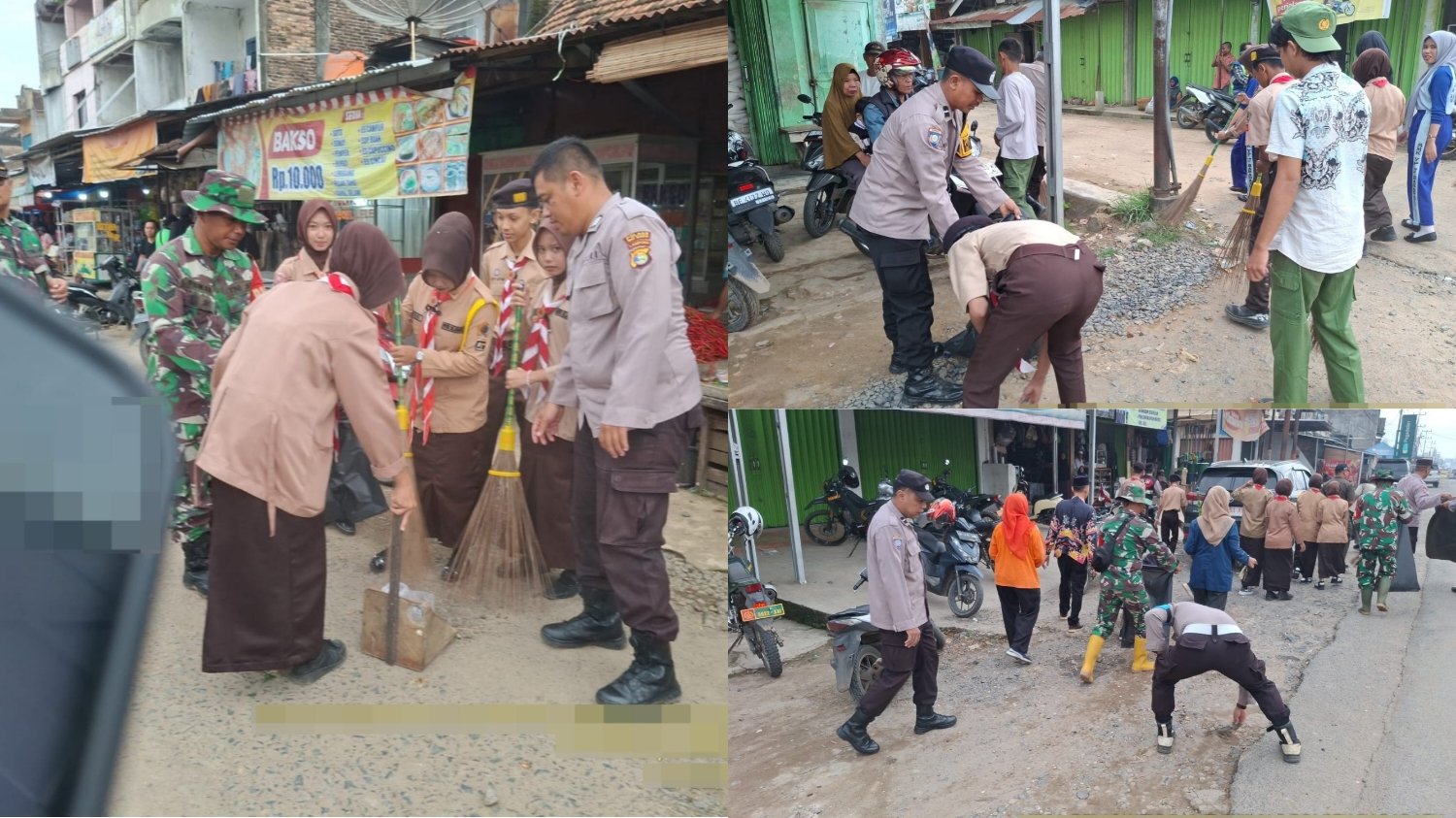 Gotong Royong Polsek Baradatu: Kurve Bersih-Bersih Pasar Bareng TNI dan Pelajar